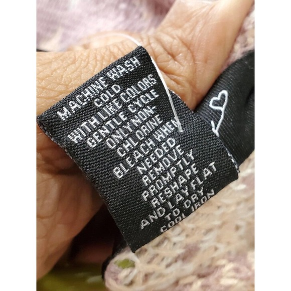 Just Polly Cropped Fringe Purple Long Sleeve V-Neck Pullover Knit Sweater Medium - Picture 11 of 13